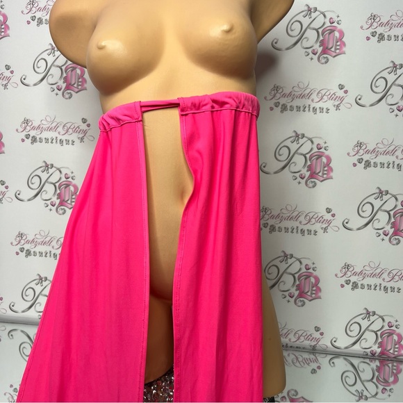 Multi-wear top neon pink adjustable halter crop ect so many ways to wear OS - Picture 6 of 8